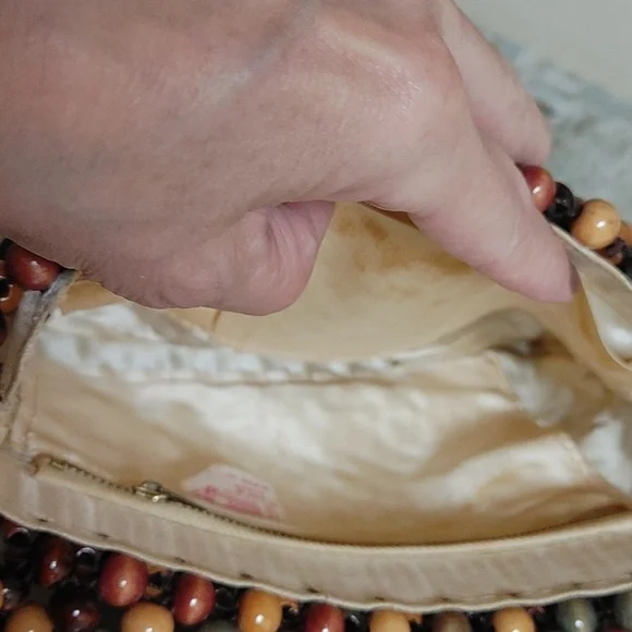 Vintage Brown and Tan Beaded Shoulder Bag - Picture 13 of 17